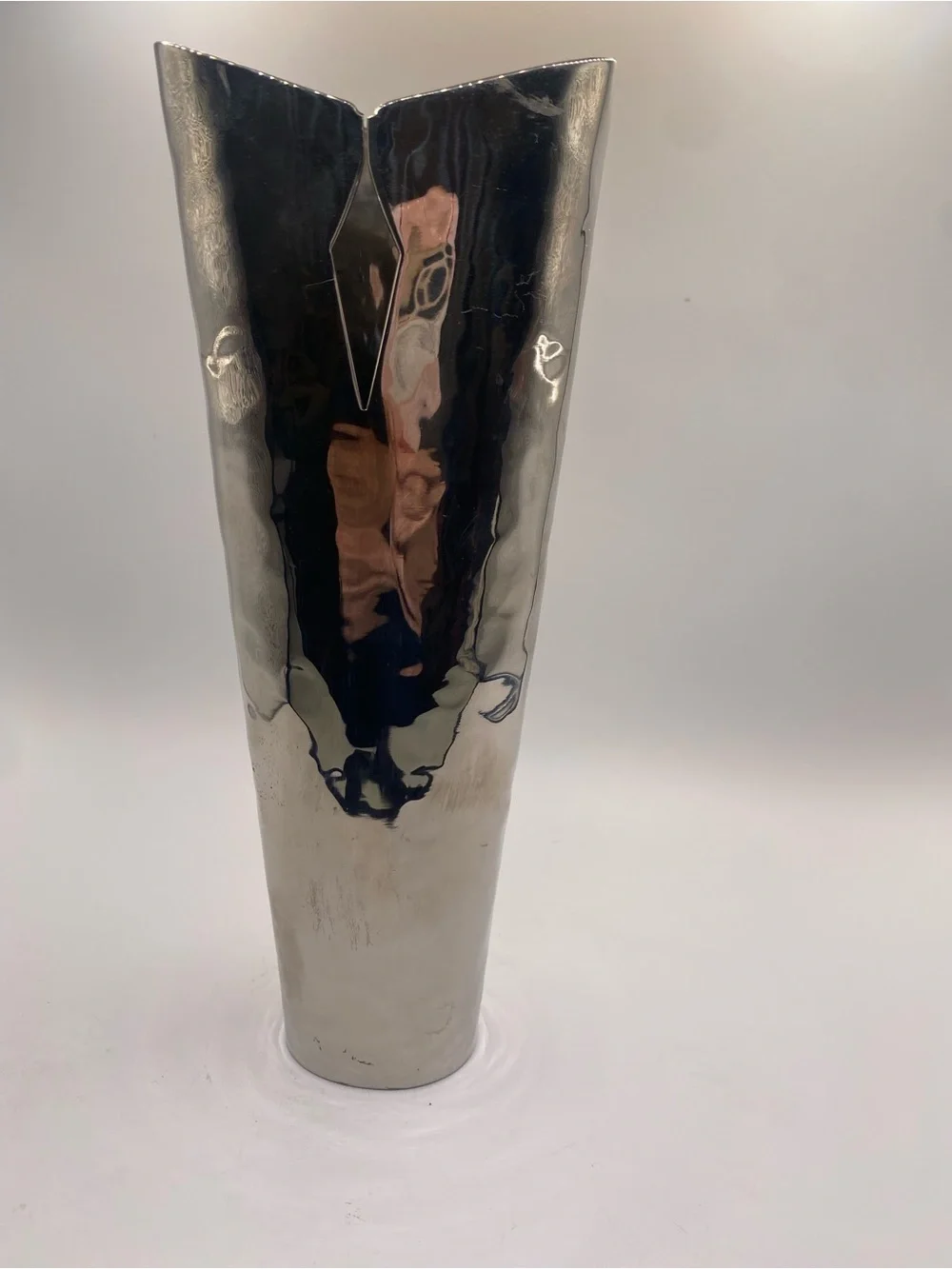 Mary Jurek Polished Silver Reflective Floor Vase